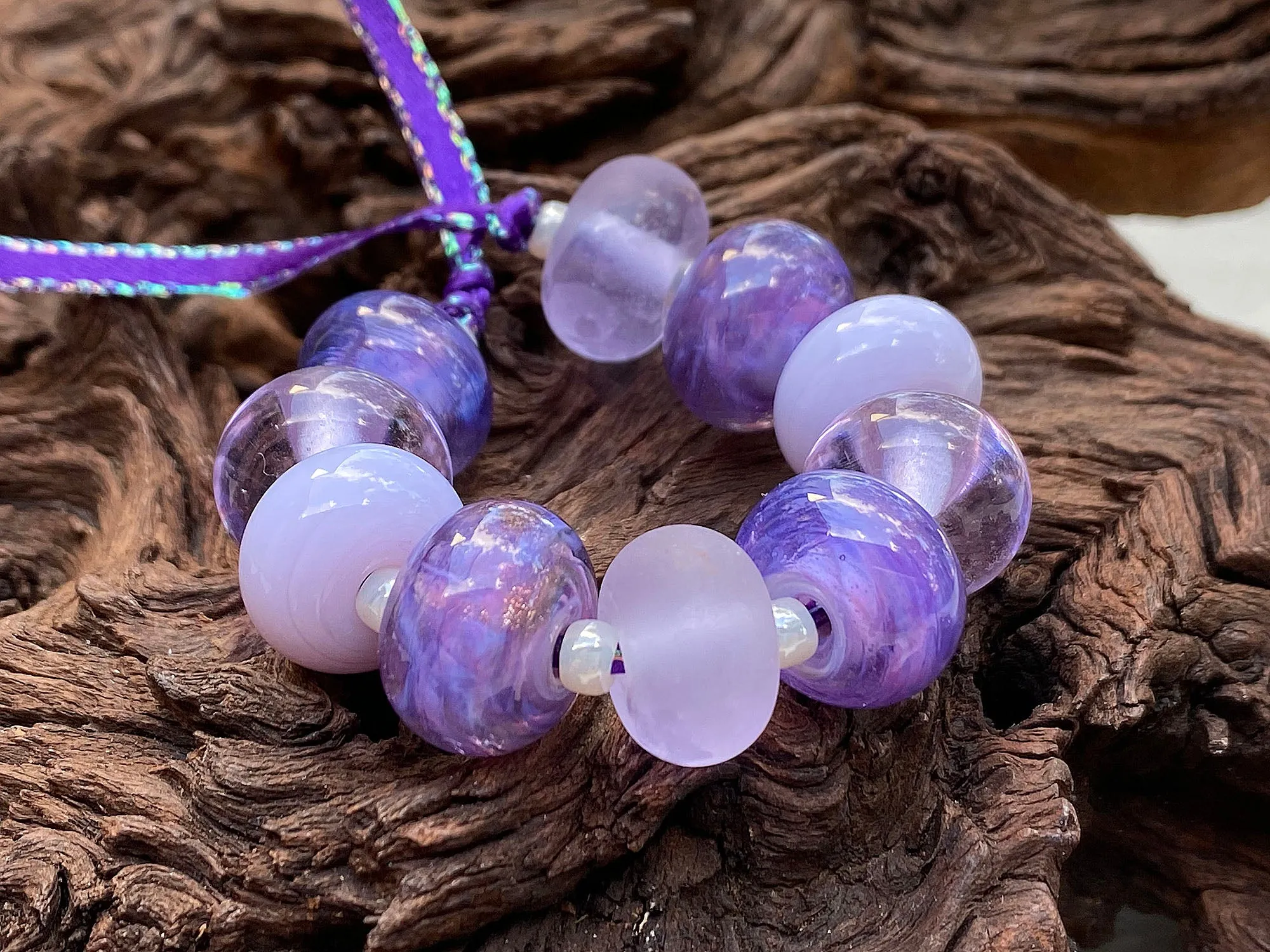 10 Majestic Purple Lampwork Beads Set SRA