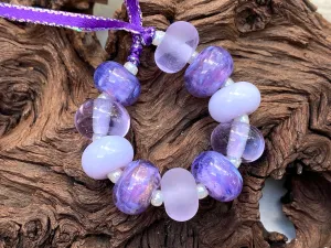 10 Majestic Purple Lampwork Beads Set SRA