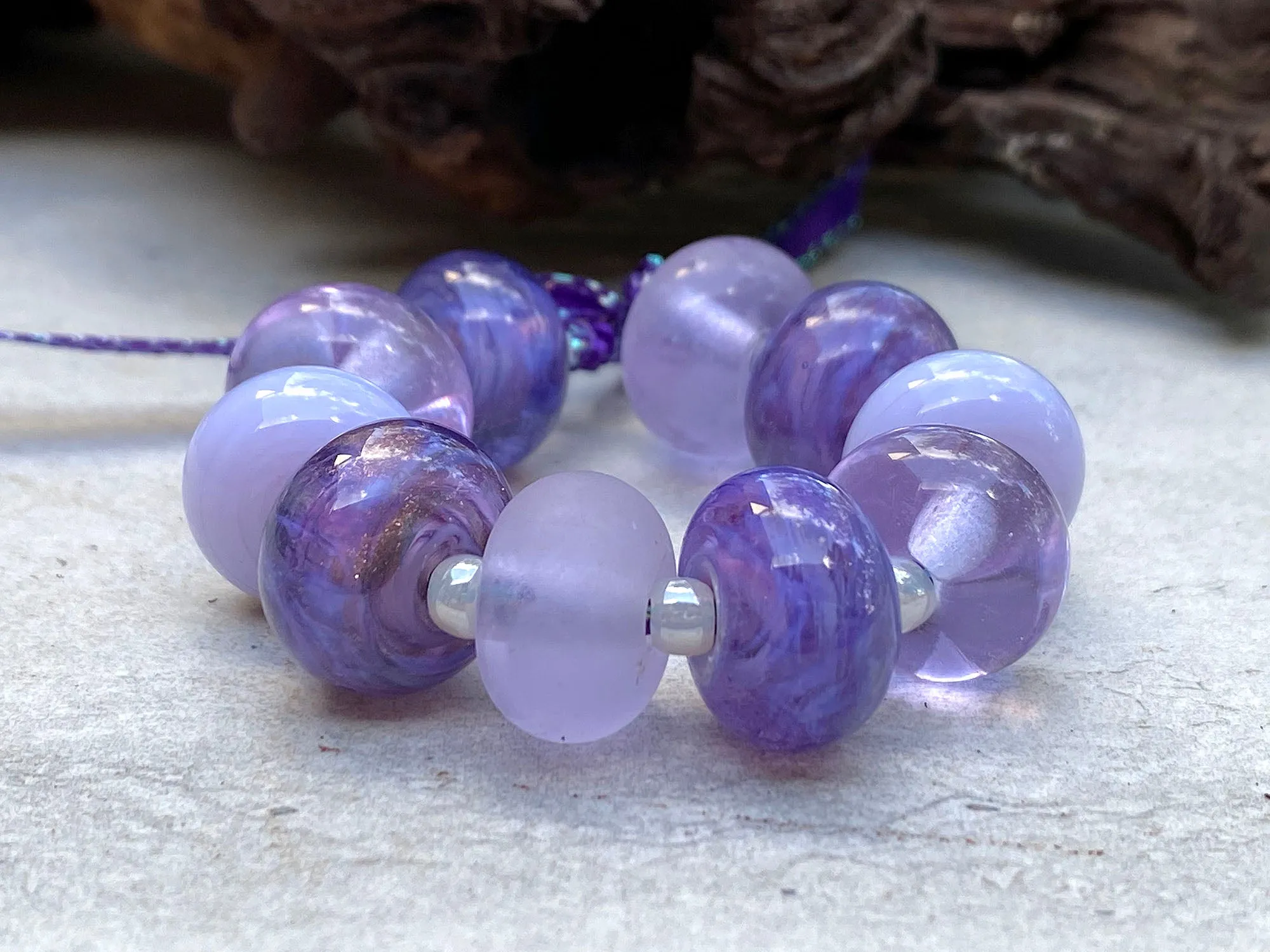 10 Majestic Purple Lampwork Beads Set SRA