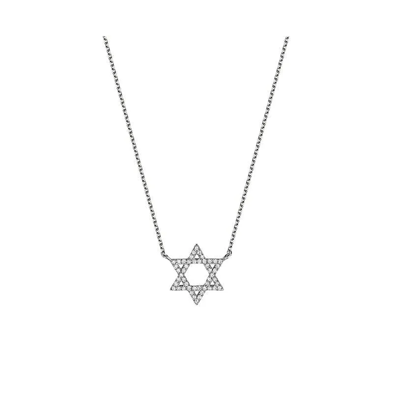 10kt gold Small Diamond Star of David Necklace