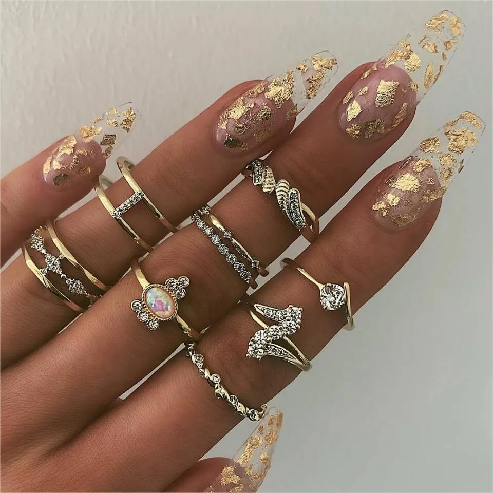 11 Pcs/set Vintage Women Evil Eye Olive Branch Rings