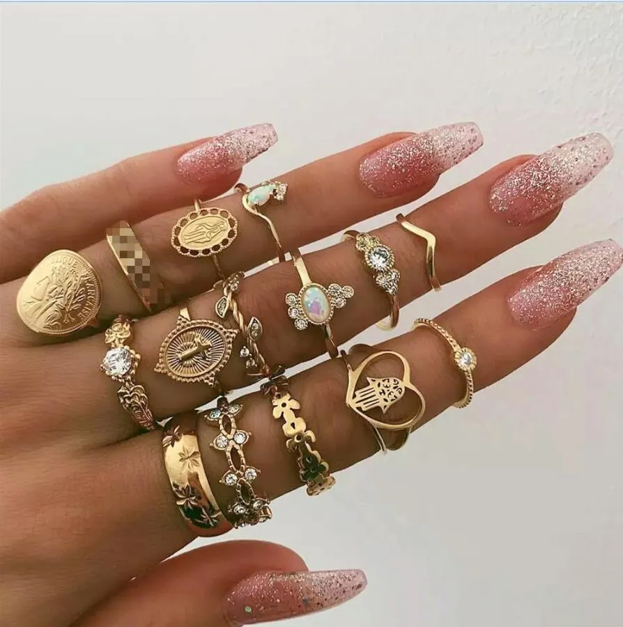 11 Pcs/set Vintage Women Evil Eye Olive Branch Rings