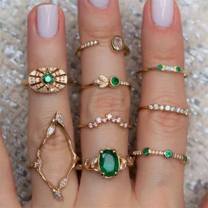 11 Pcs/set Vintage Women Evil Eye Olive Branch Rings