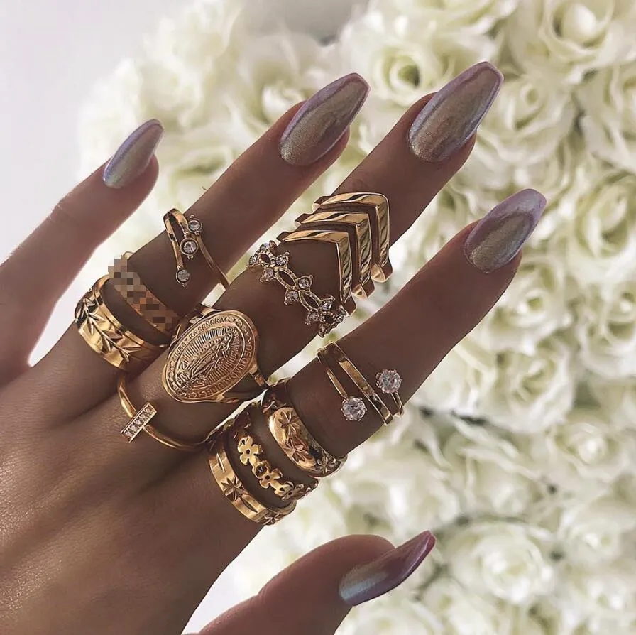 11 Pcs/set Vintage Women Evil Eye Olive Branch Rings