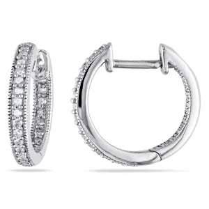 1/4 CT TW Inside Outside Diamond Hoop Earrings in 14K White Gold