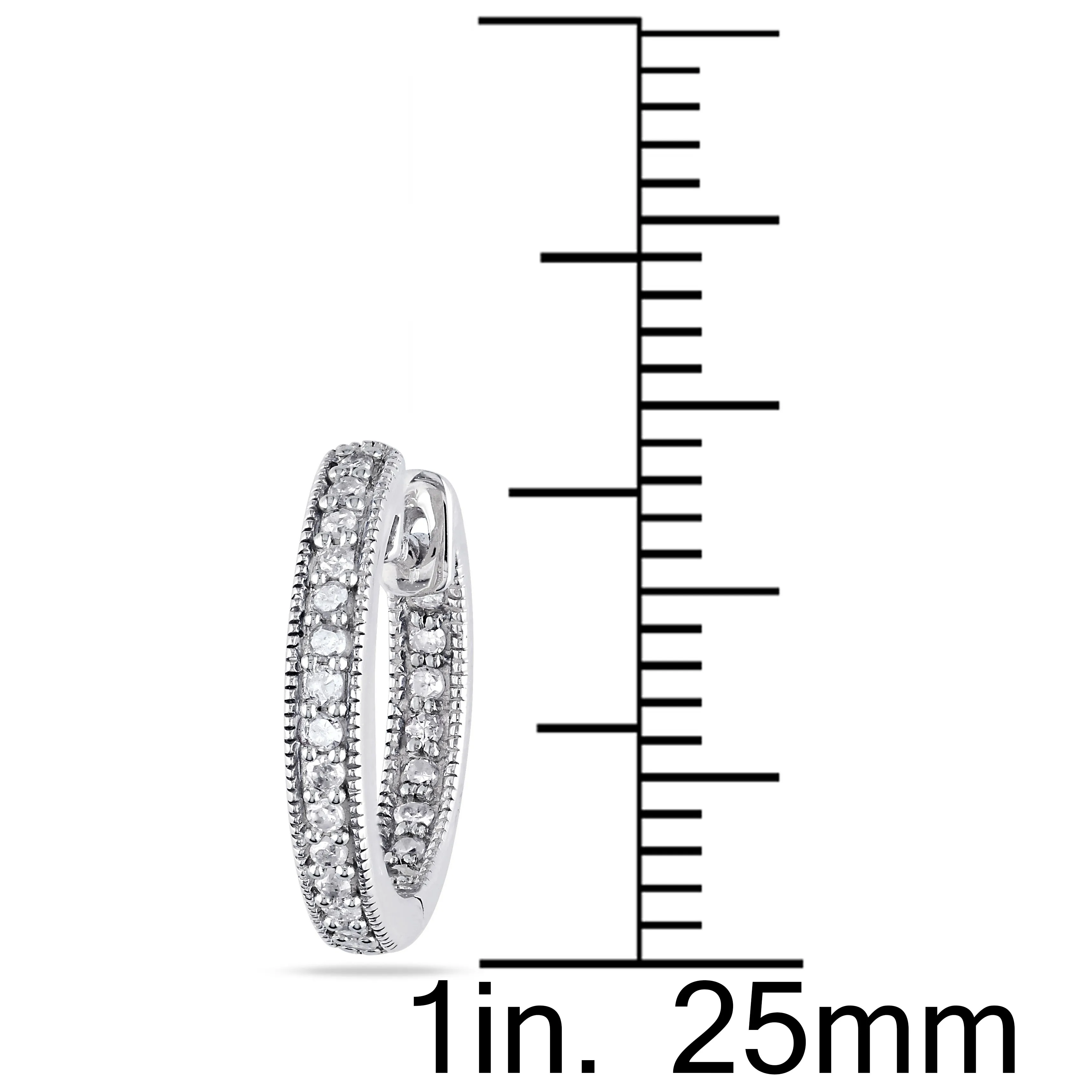 1/4 CT TW Inside Outside Diamond Hoop Earrings in 14K White Gold