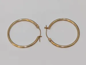 14k Gold HOOP Earrings. 14k Hoop Gloss thin dangle earrings.