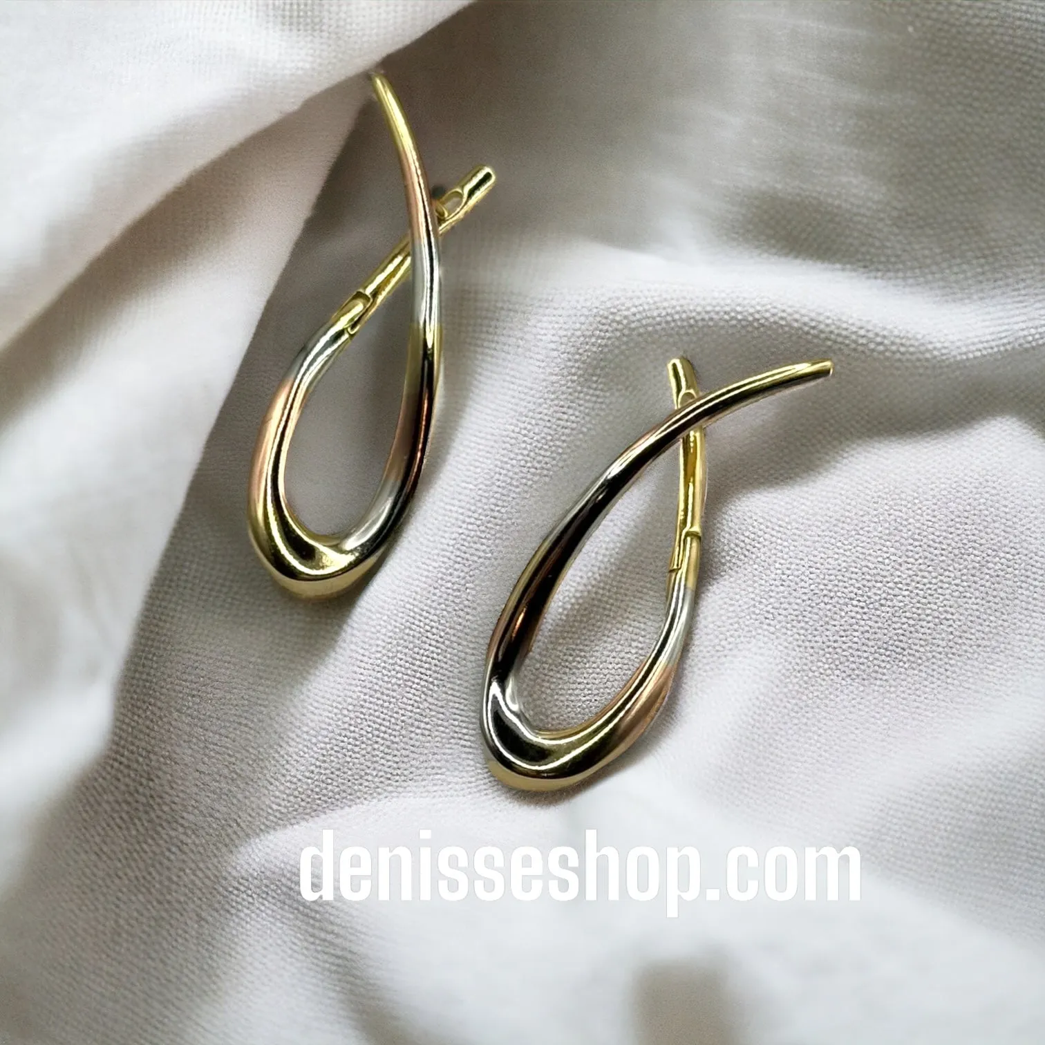 14K TRICOLOR MODERN AERRING E213
