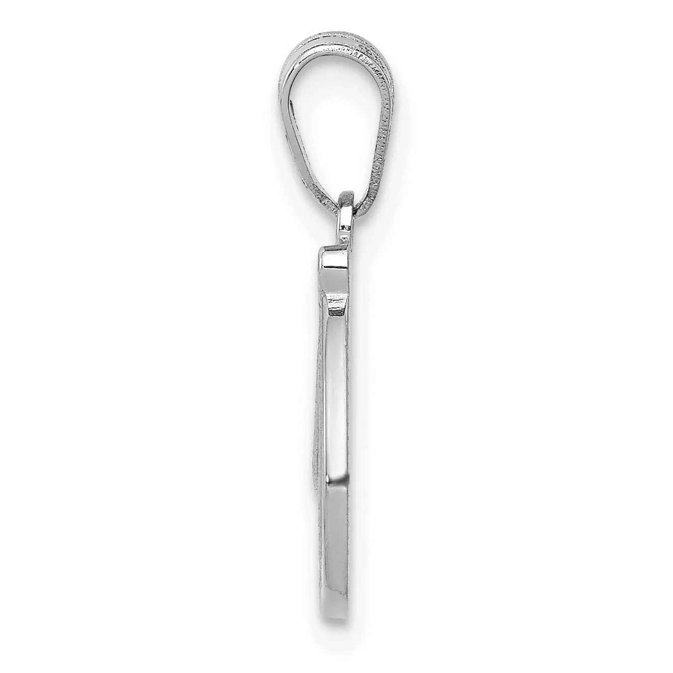 14K White Gold Medium Size Script Design Letter D Initial  Charm Pendant
