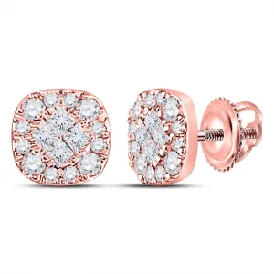 14kt Rose Gold Princess Round Diamond Square Earrings: A Modern Masterpiece