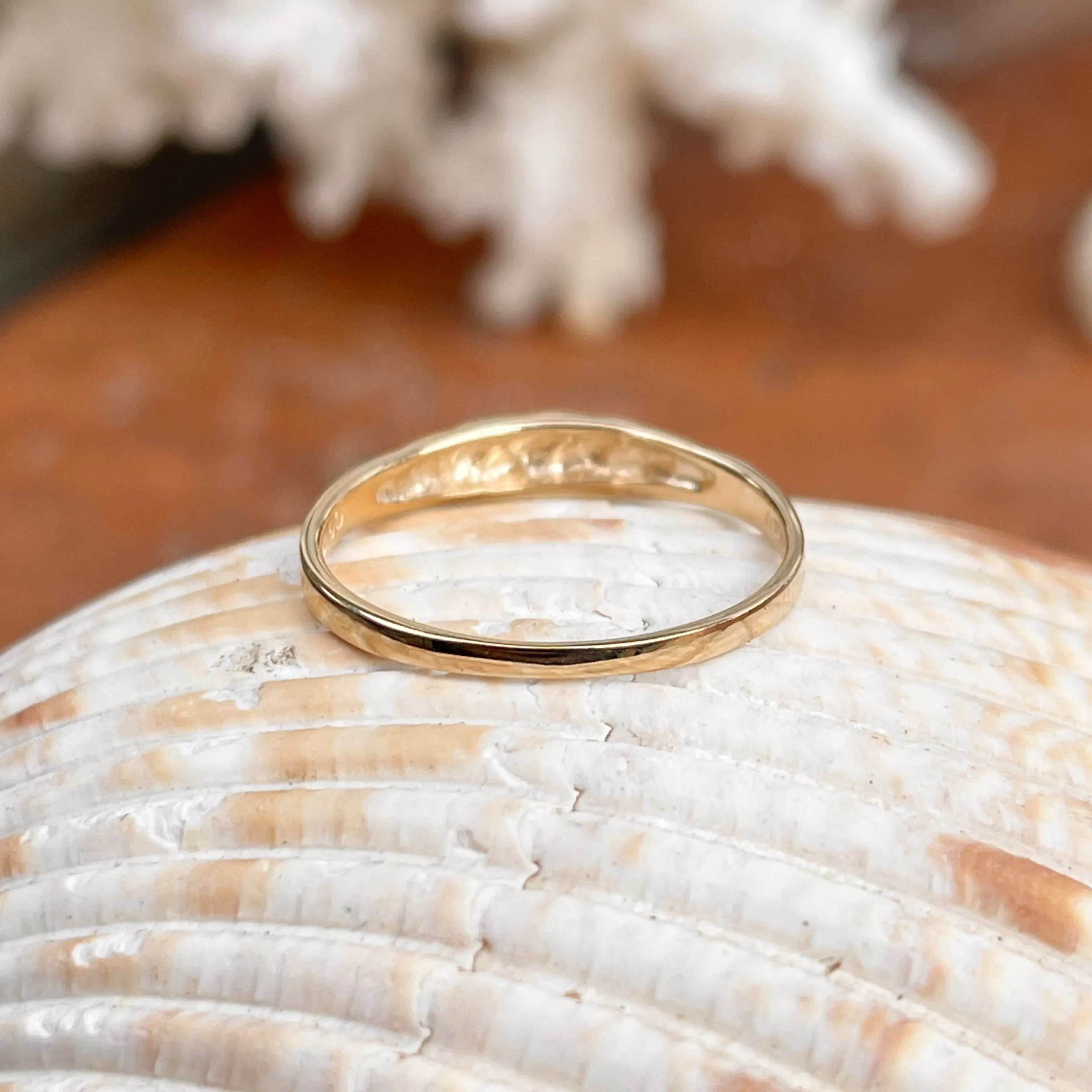 14KT Yellow Gold Thin Croissant Dome Band Ring