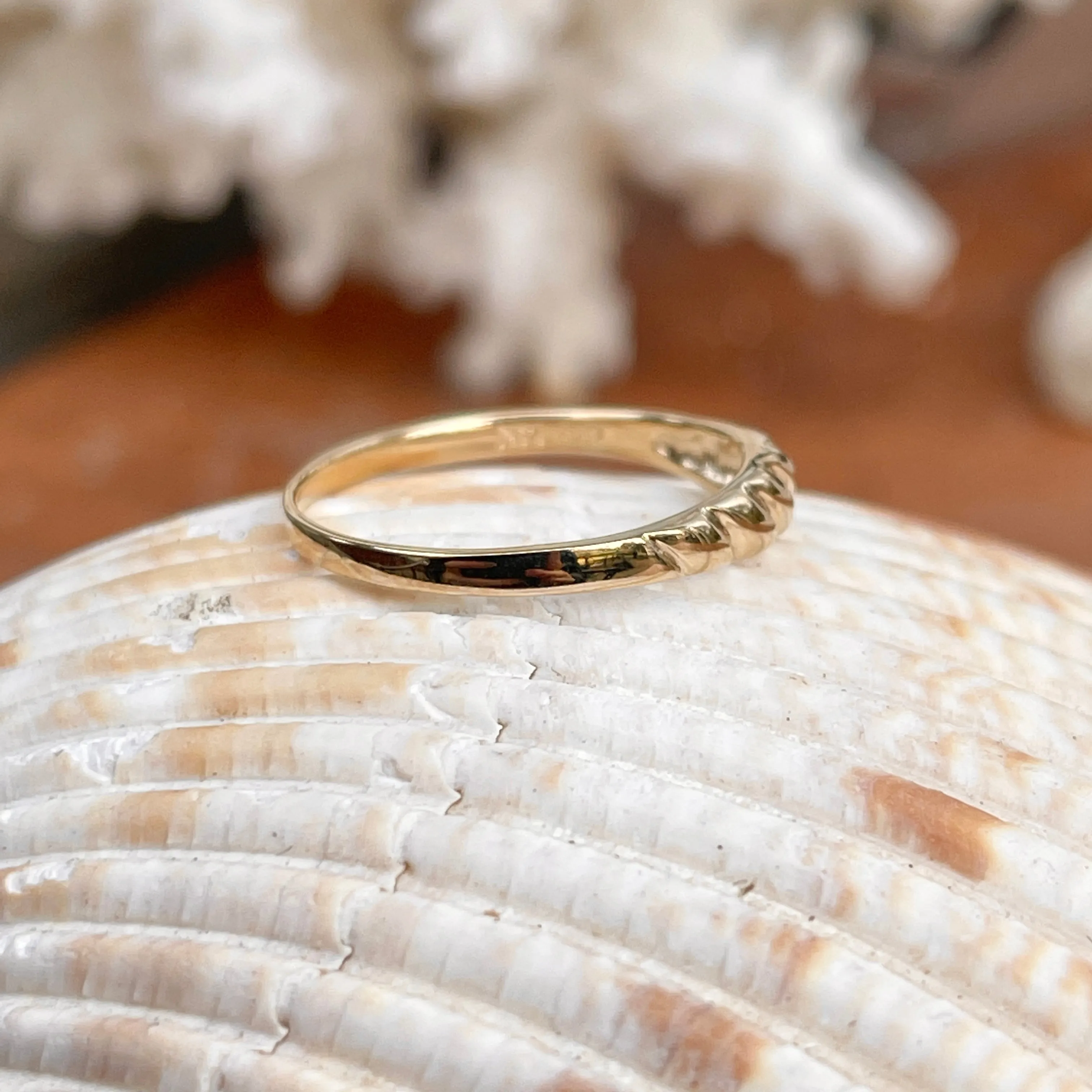 14KT Yellow Gold Thin Croissant Dome Band Ring