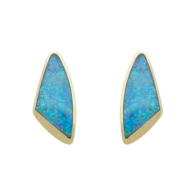 18ct Yellow Gold Opal Unique Stud Earrings D
