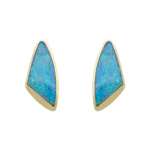 18ct Yellow Gold Opal Unique Stud Earrings D