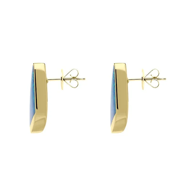 18ct Yellow Gold Opal Unique Stud Earrings D