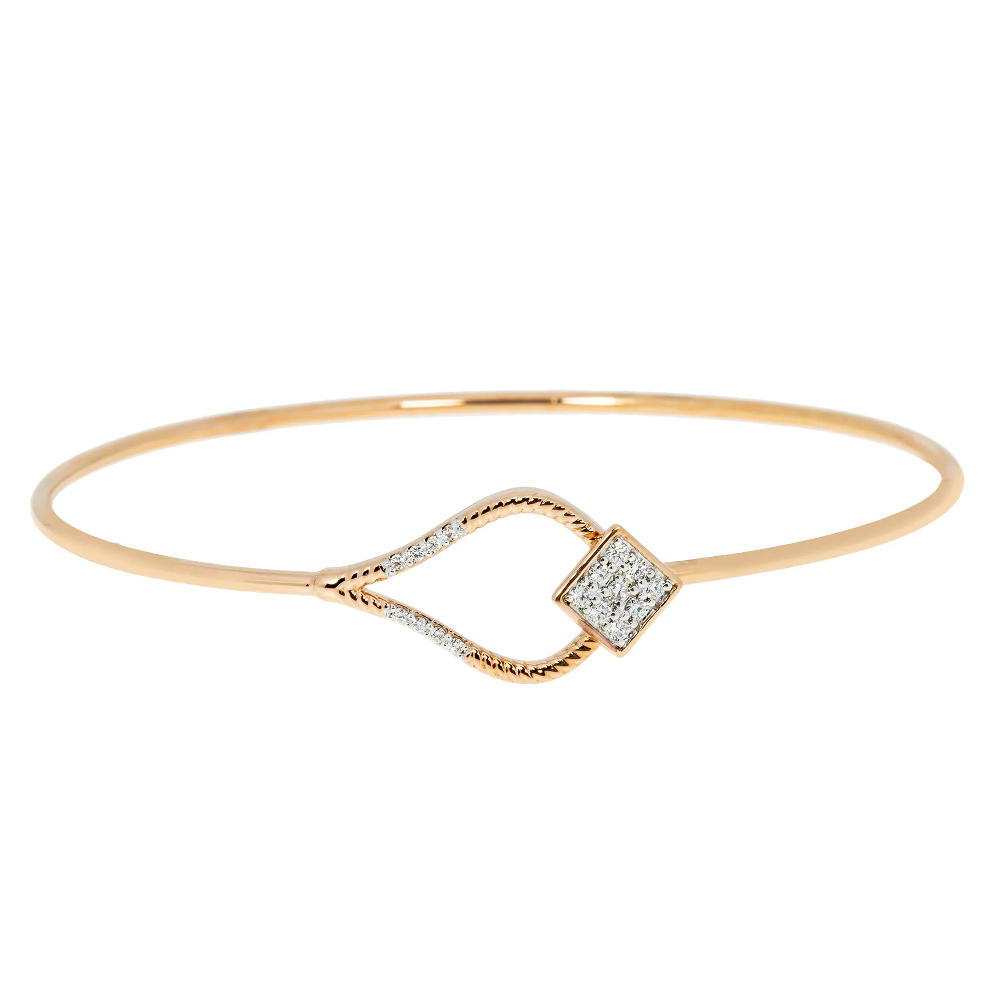 18K Rose Gold & 0.12 ct Diamond Bangle (3.81 grams)