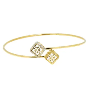 18K Yellow Gold & 0.12 ct Diamond Bangle (3.93 grams)
