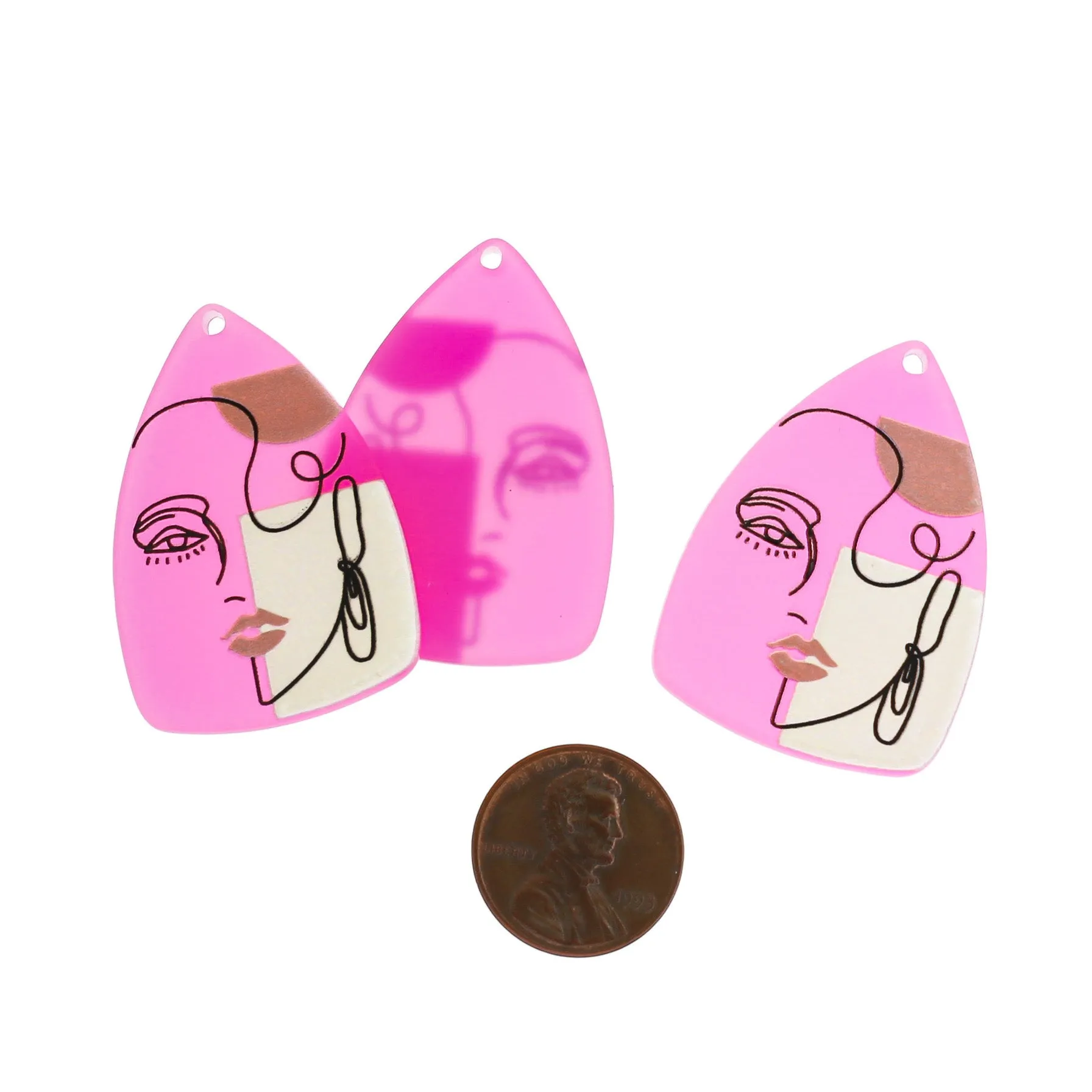 2 Women Triangle Resin Charms - K133