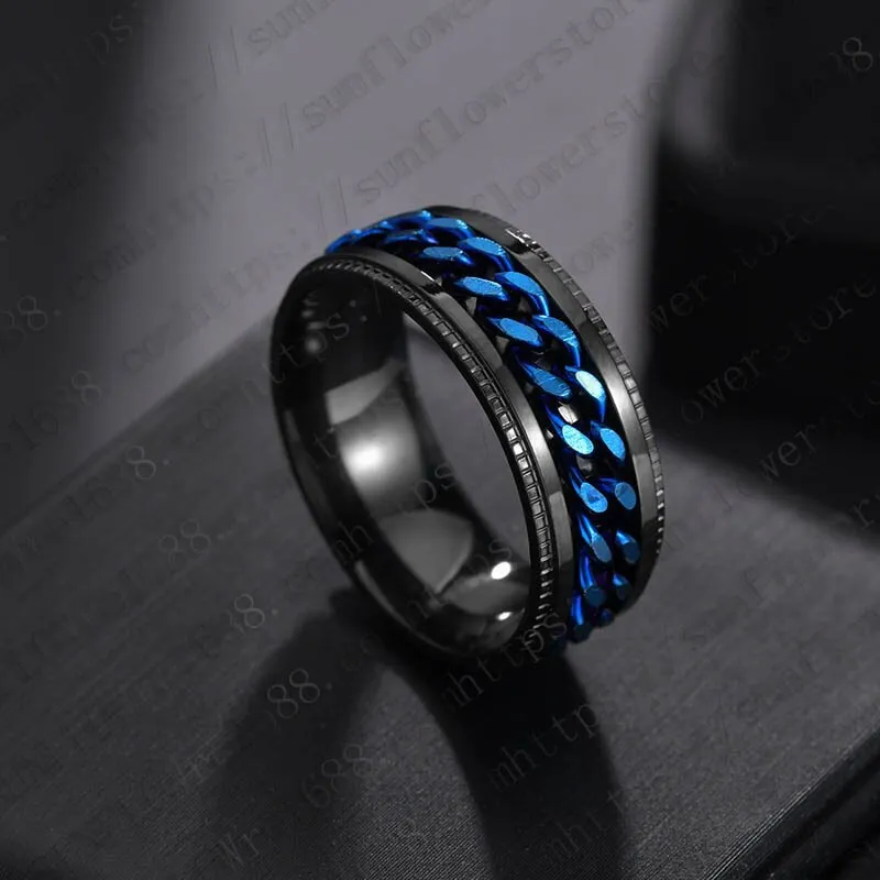 2021 New Rotating Chain Ring Titanium Steel Cool Ring for men  Neutral Fashion Trend Punk Style Jewelry Gift Banquet