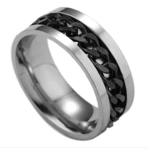 2021 New Rotating Chain Ring Titanium Steel Cool Ring for men  Neutral Fashion Trend Punk Style Jewelry Gift Banquet
