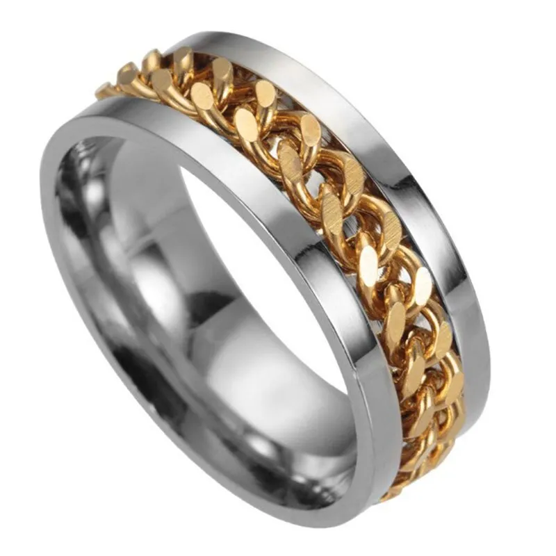 2021 New Rotating Chain Ring Titanium Steel Cool Ring for men  Neutral Fashion Trend Punk Style Jewelry Gift Banquet