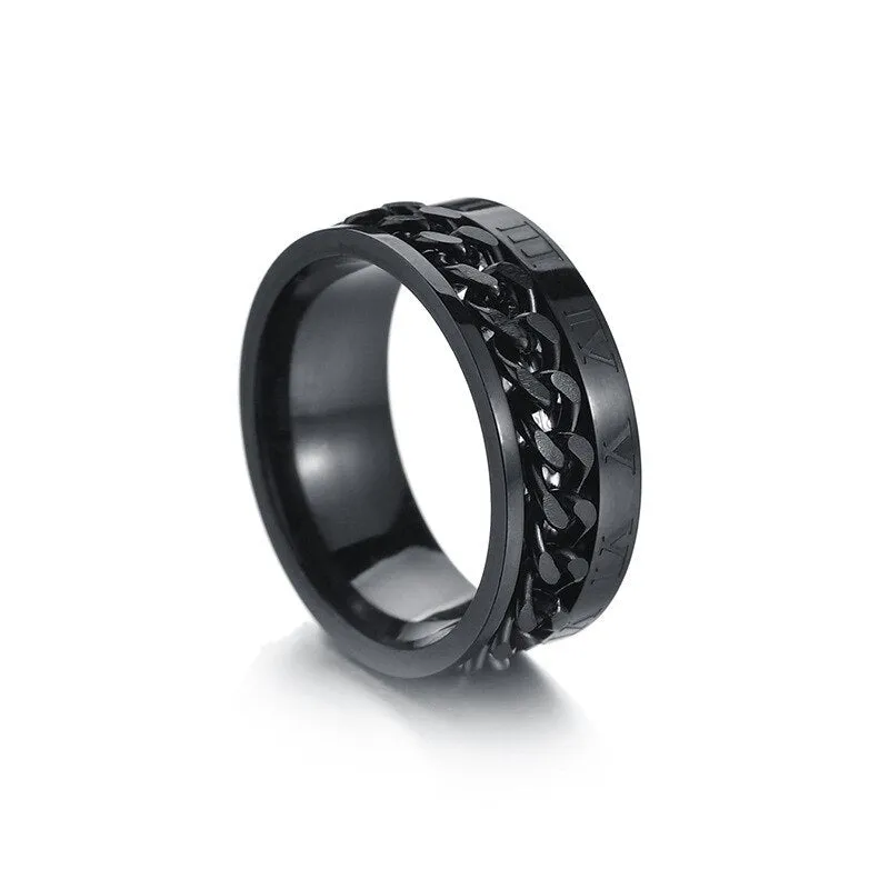 2021 New Rotating Chain Ring Titanium Steel Cool Ring for men  Neutral Fashion Trend Punk Style Jewelry Gift Banquet