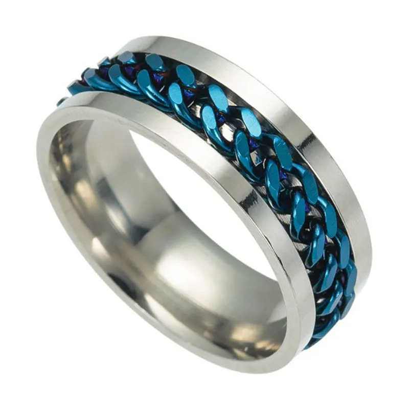2021 New Rotating Chain Ring Titanium Steel Cool Ring for men  Neutral Fashion Trend Punk Style Jewelry Gift Banquet