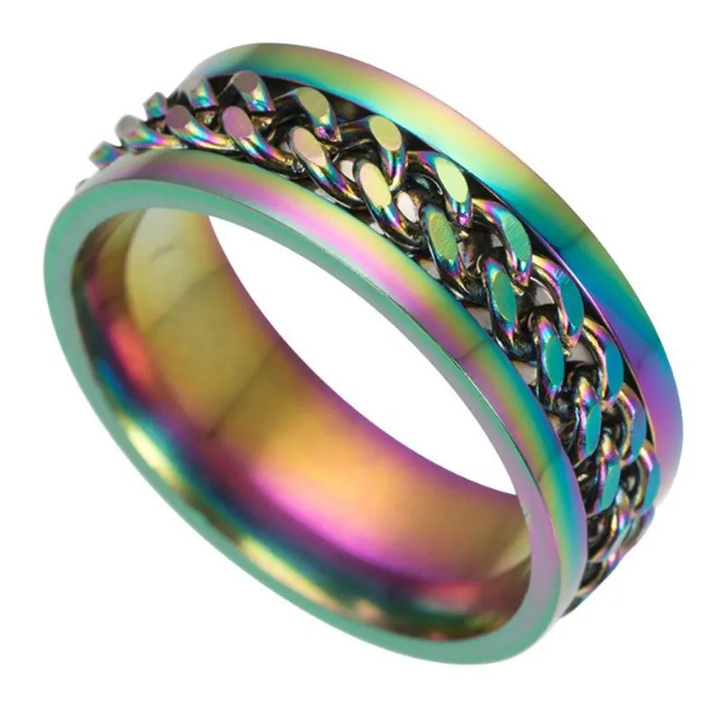2021 New Rotating Chain Ring Titanium Steel Cool Ring for men  Neutral Fashion Trend Punk Style Jewelry Gift Banquet