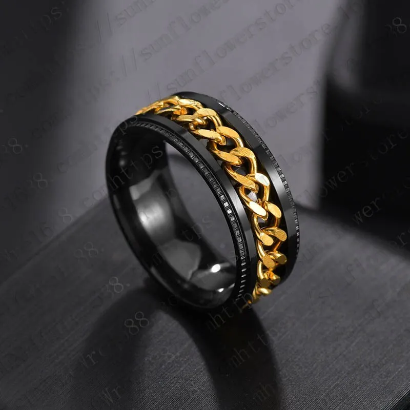 2021 New Rotating Chain Ring Titanium Steel Cool Ring for men  Neutral Fashion Trend Punk Style Jewelry Gift Banquet
