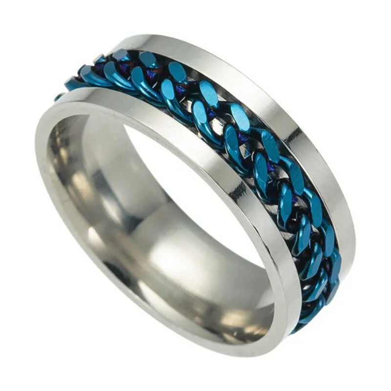 2021 New Rotating Chain Ring Titanium Steel Cool Ring for men  Neutral Fashion Trend Punk Style Jewelry Gift Banquet