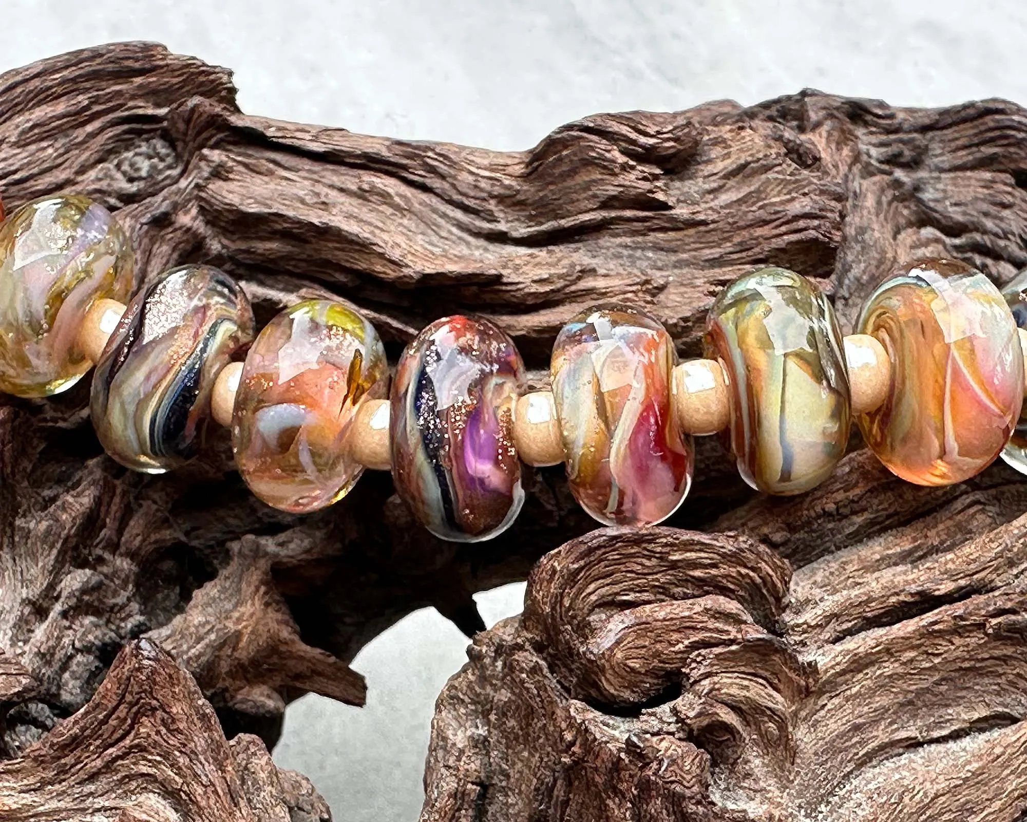 23 Brown Shimmer Orphan Lampwork Beads Mix SRA