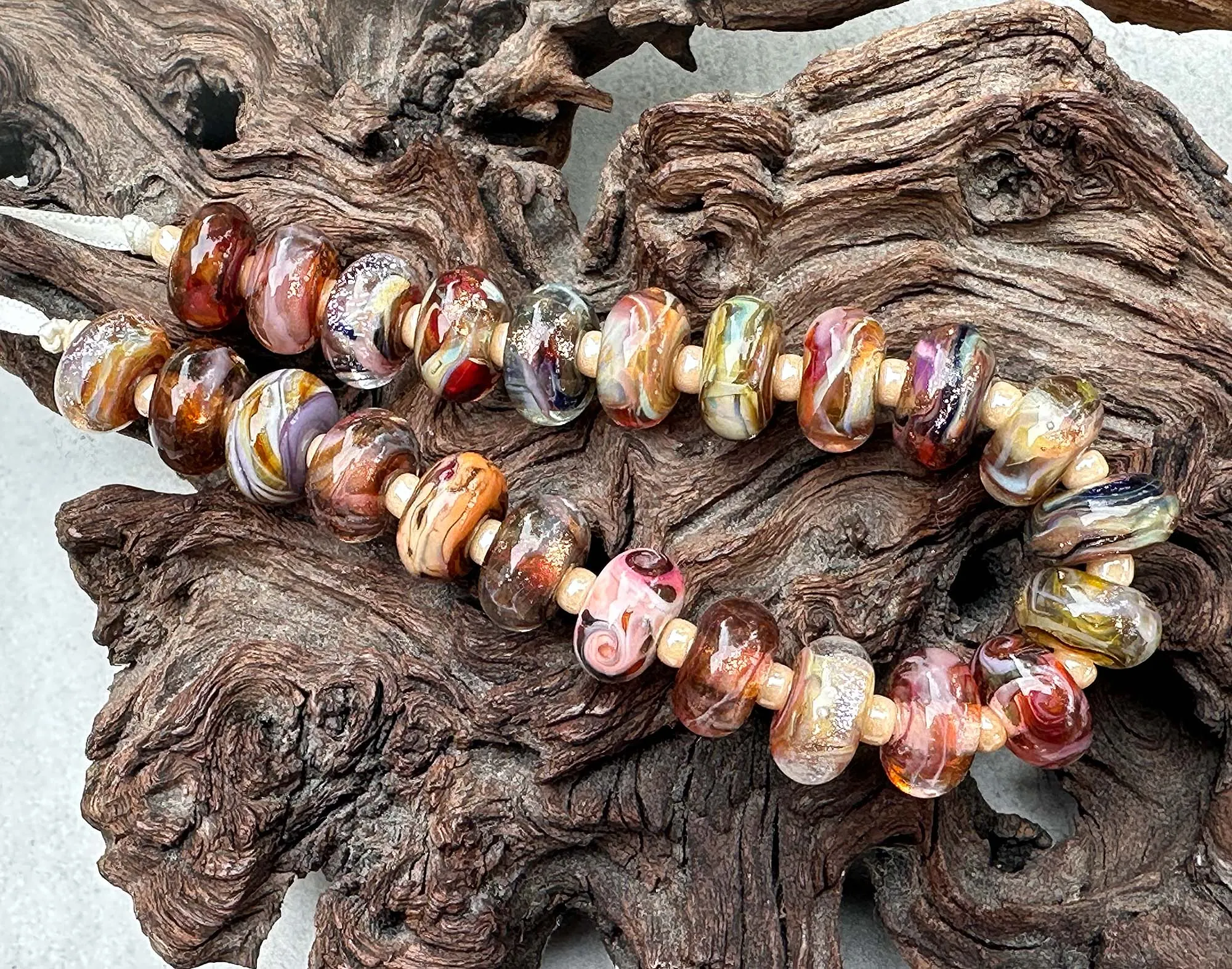 23 Brown Shimmer Orphan Lampwork Beads Mix SRA