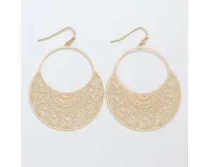 2" Unique gold open filigree earrings