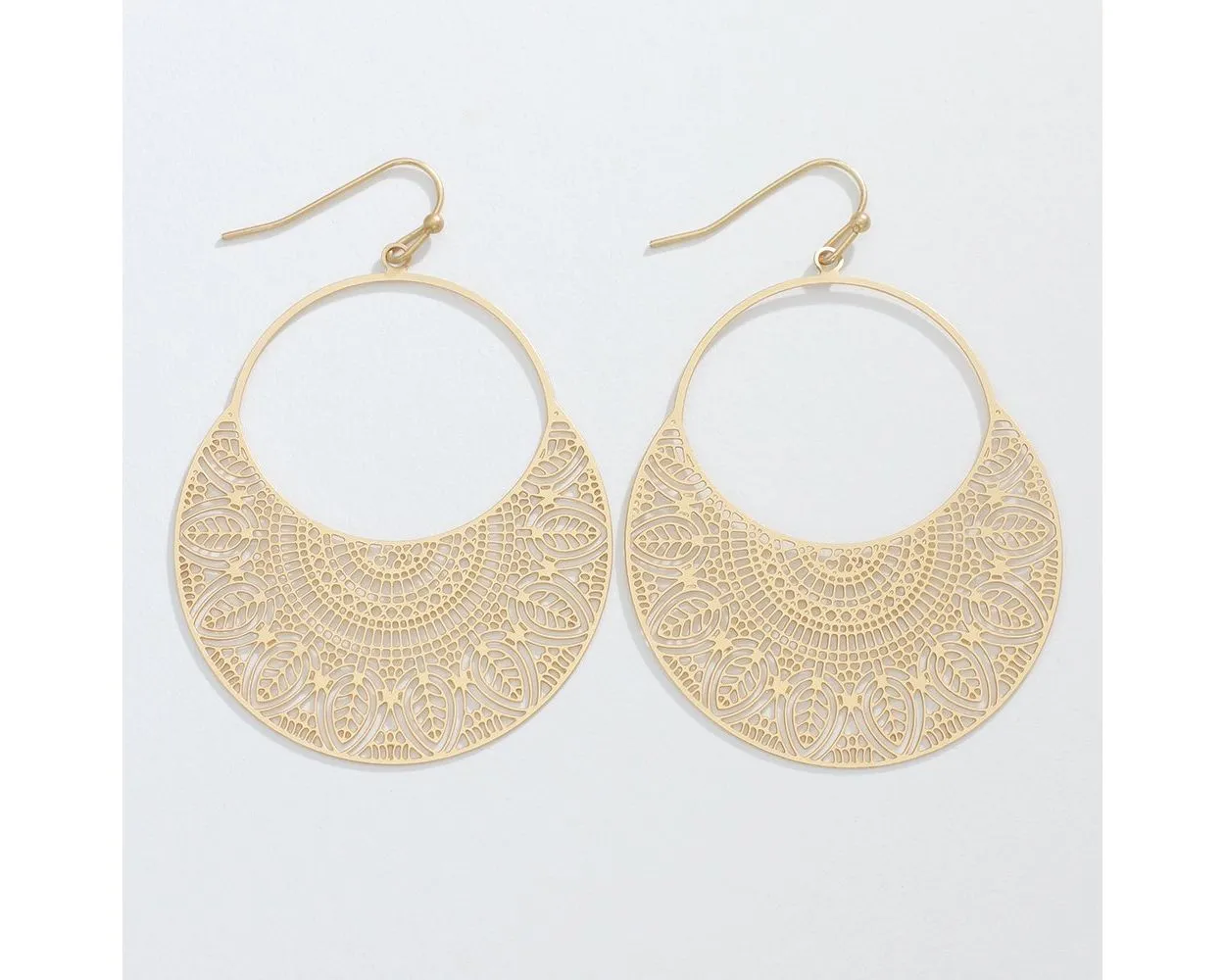 2" Unique gold open filigree earrings