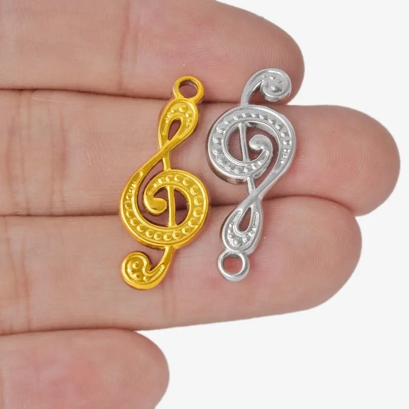304 Stainless Steel  Fashion Note Pendant Parts Light Luxury Artistic Style Necklace Pendant Ornament Pendant In Stock