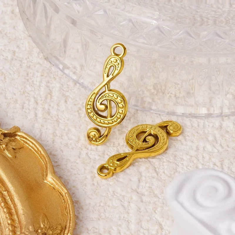 304 Stainless Steel  Fashion Note Pendant Parts Light Luxury Artistic Style Necklace Pendant Ornament Pendant In Stock