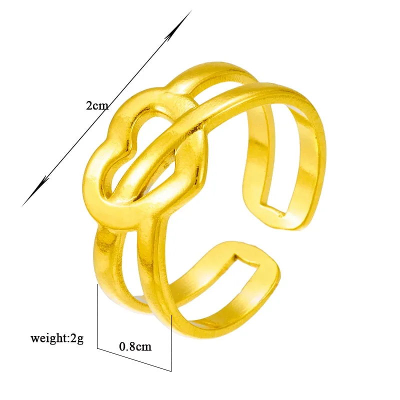 316L Stainless Steel Heart Love Open Ring For Women