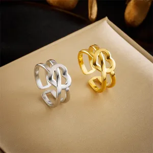 316L Stainless Steel Heart Love Open Ring For Women