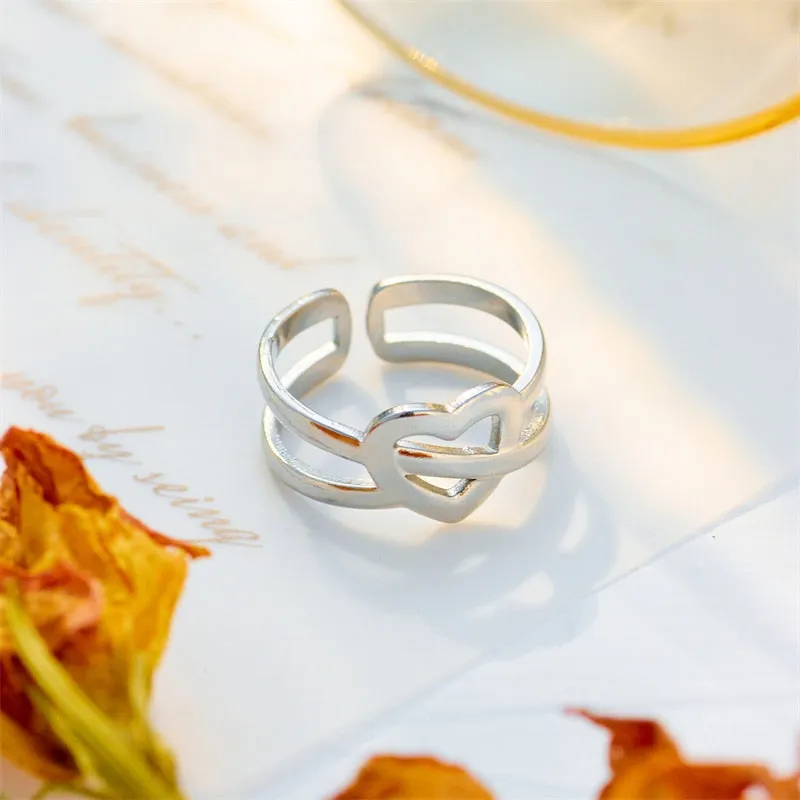 316L Stainless Steel Heart Love Open Ring For Women