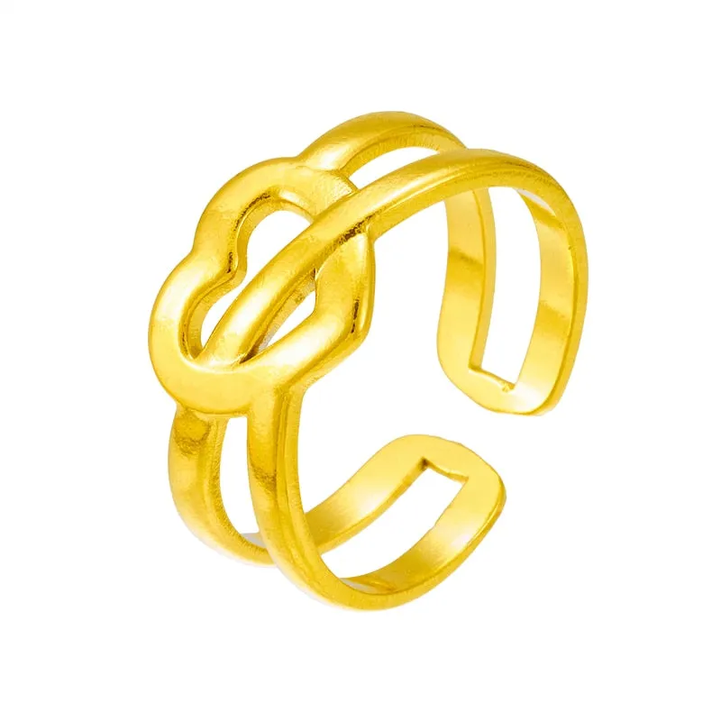 316L Stainless Steel Heart Love Open Ring For Women