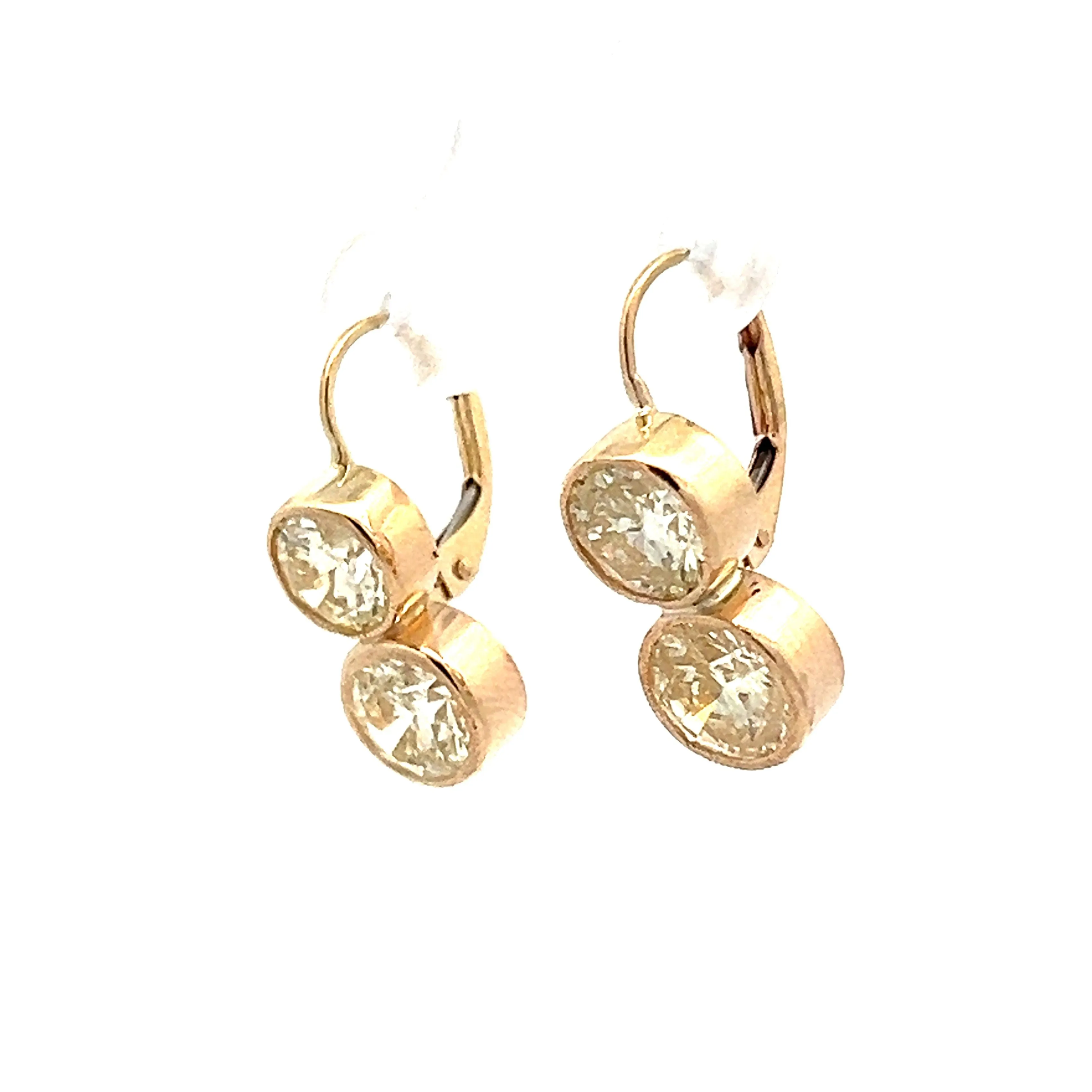 3.52 Champagne Diamond Drop Earrings in Yellow Gold