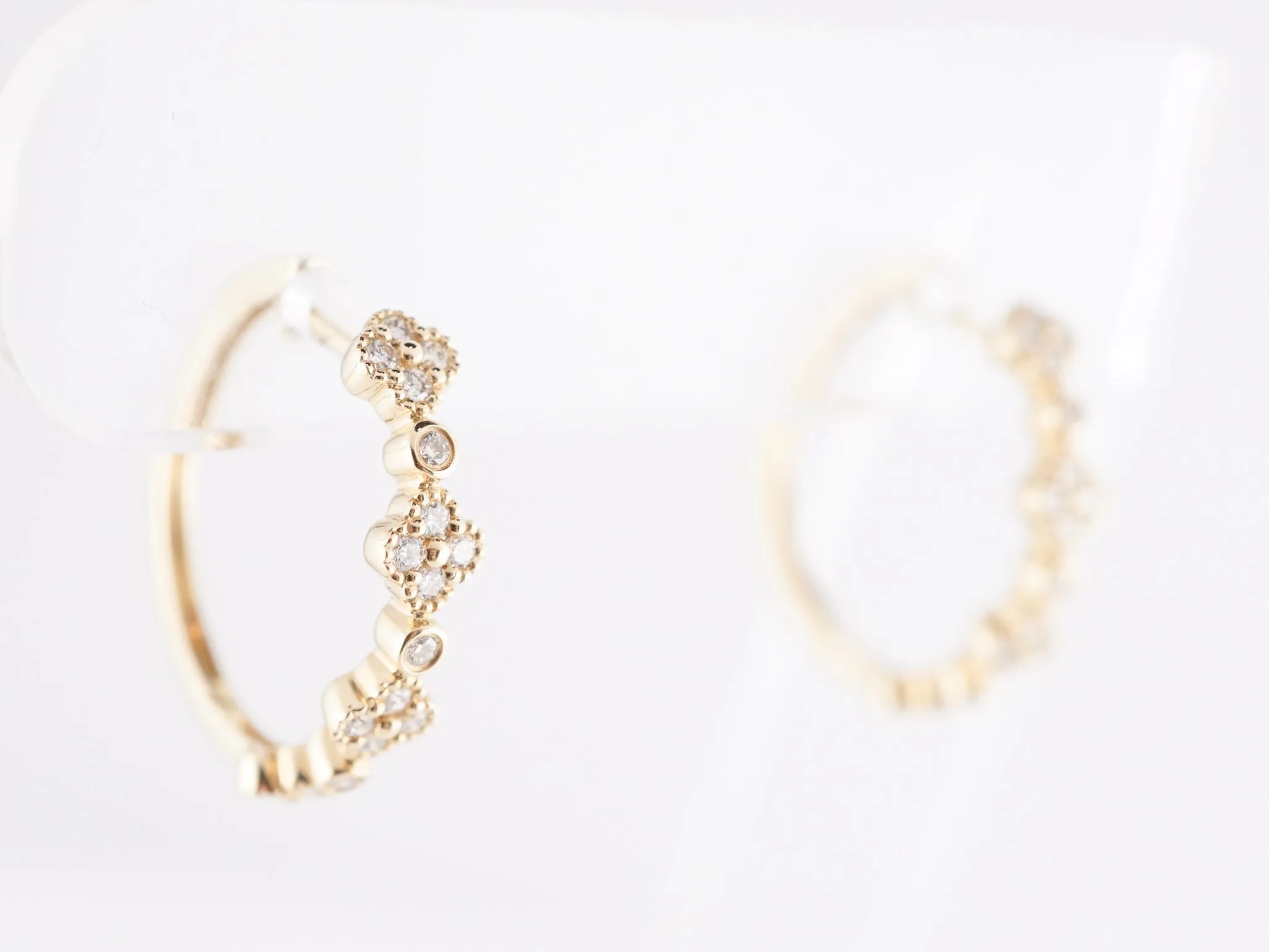 .38 Diamond Hoop Earrings in 14K Yellow Gold