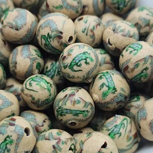 8mm Round Fimo Beads (10) - Gekko