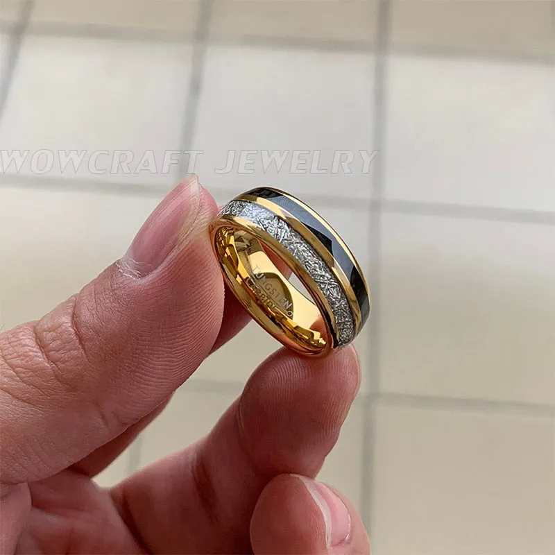 8mm Wedding Bands Tungsten Carbide Rings Gold for Men Women Black