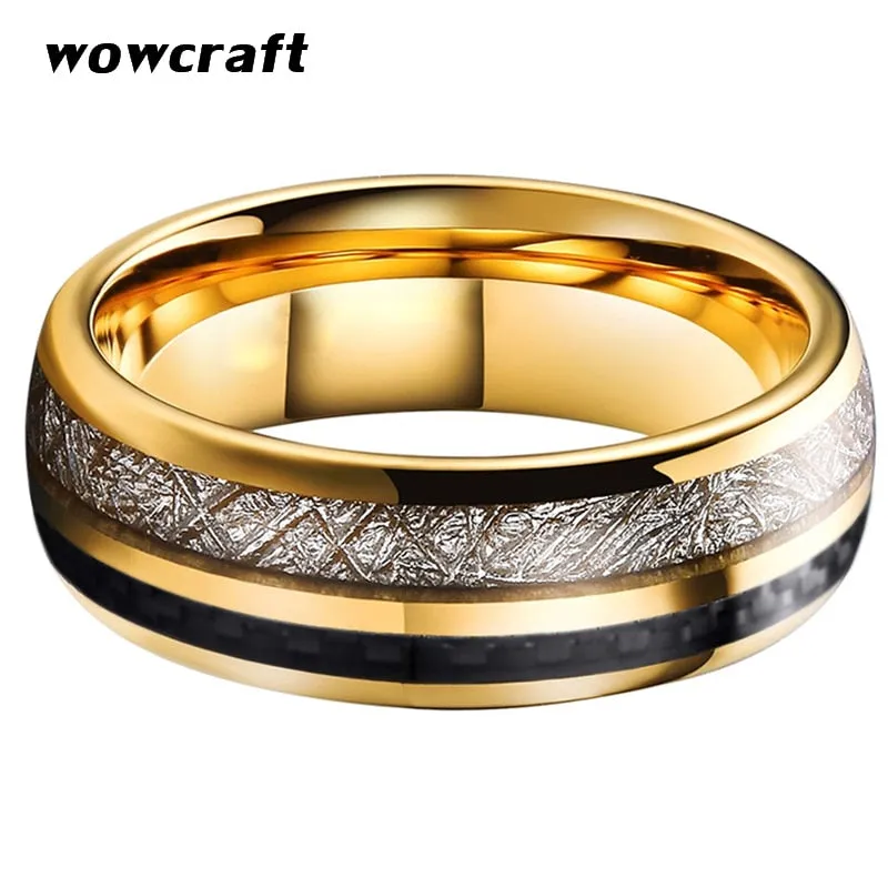8mm Wedding Bands Tungsten Carbide Rings Gold for Men Women Black