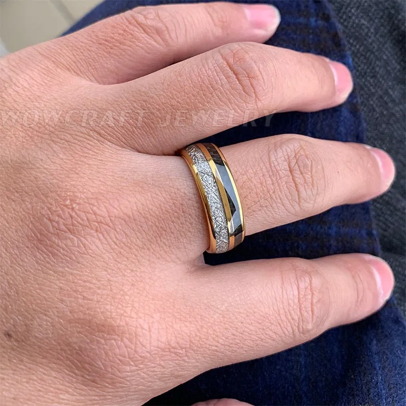 8mm Wedding Bands Tungsten Carbide Rings Gold for Men Women Black