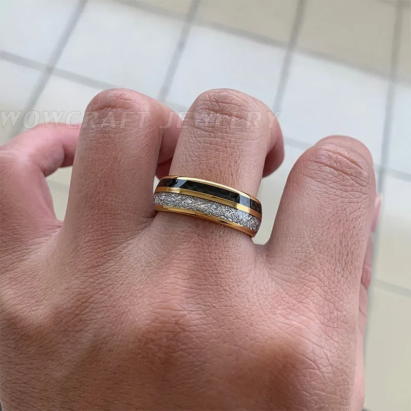 8mm Wedding Bands Tungsten Carbide Rings Gold for Men Women Black