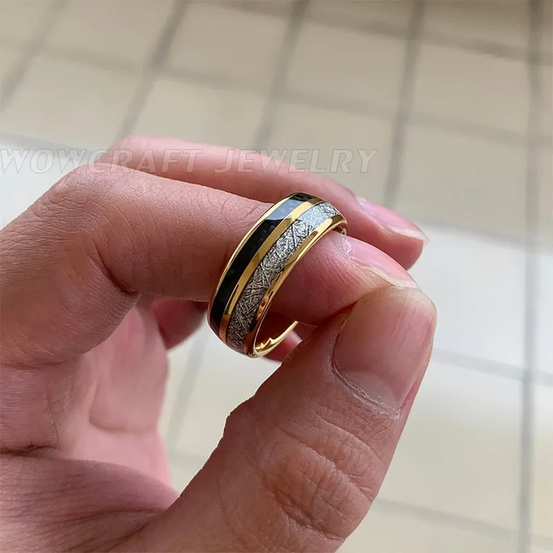 8mm Wedding Bands Tungsten Carbide Rings Gold for Men Women Black