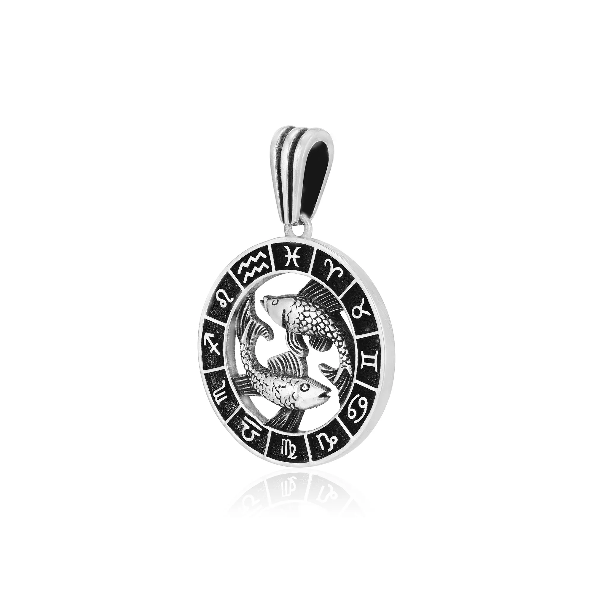 925 Compassionate Pisces Oxidised Zodiac Pendant