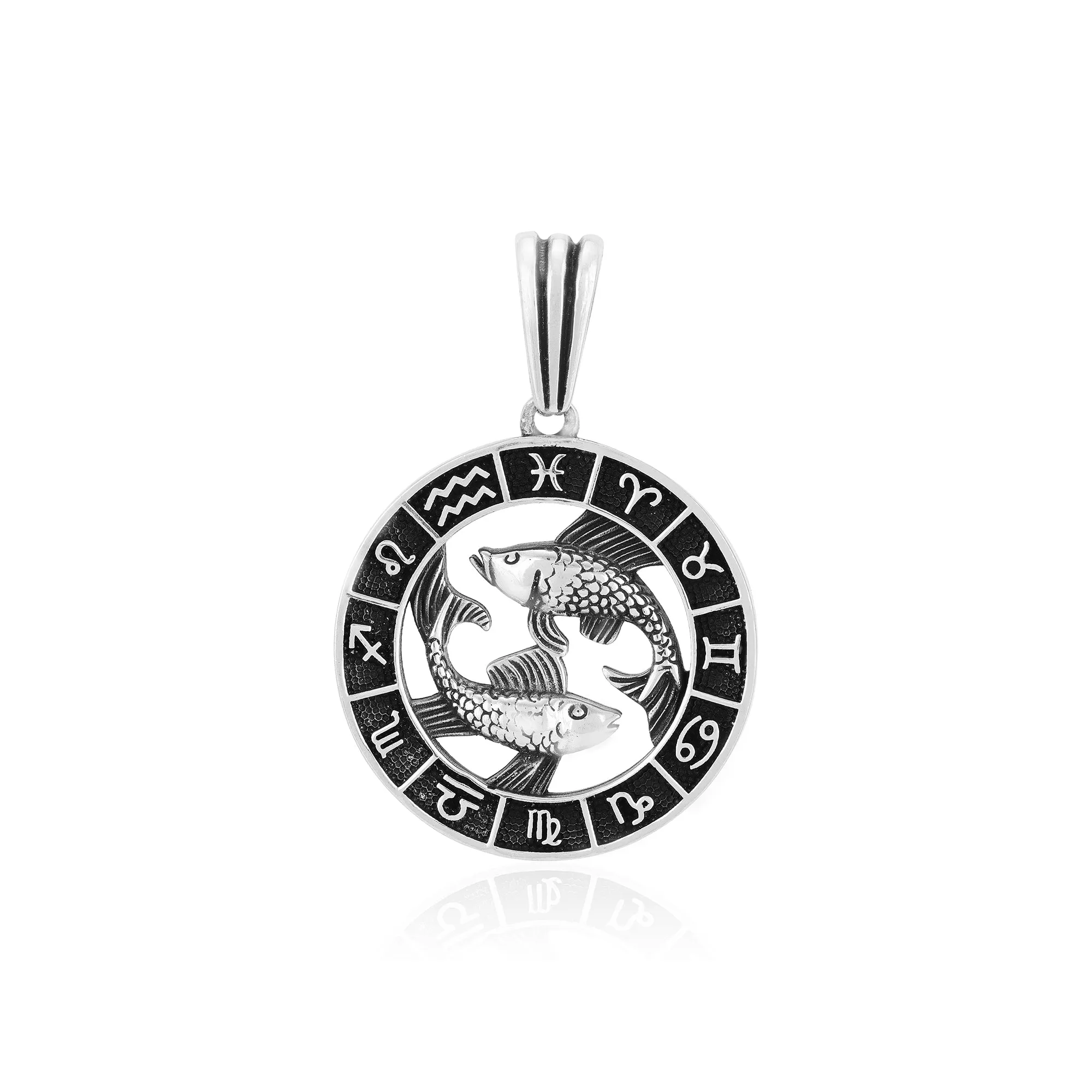 925 Compassionate Pisces Oxidised Zodiac Pendant